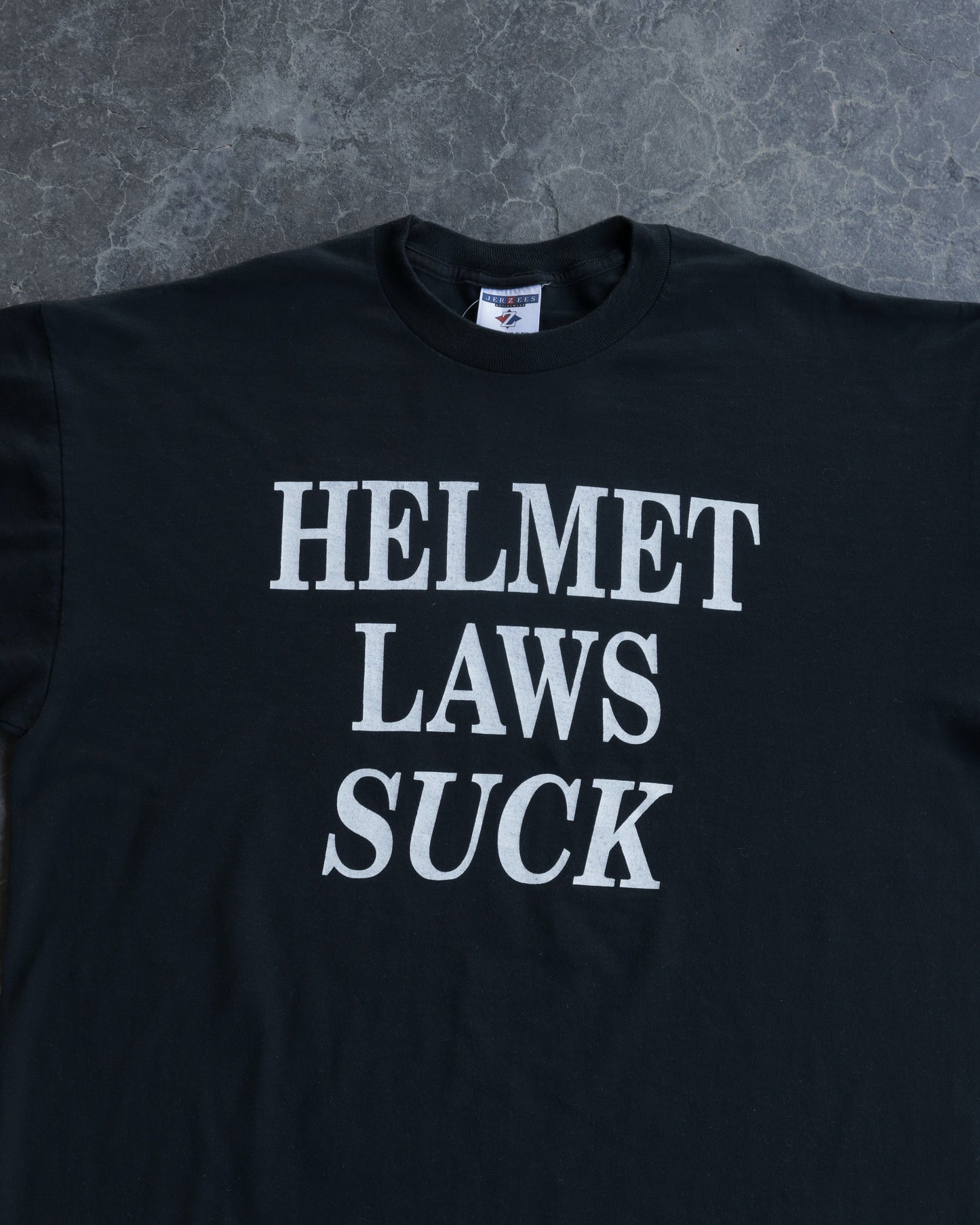 90s Helmet Laws Suck Motorcycle Black Tee - XL