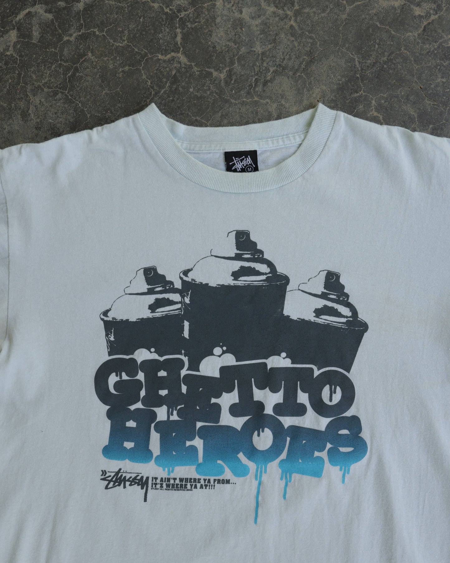 00s Stussy Ghetto Heroes Graffiti Tee - M