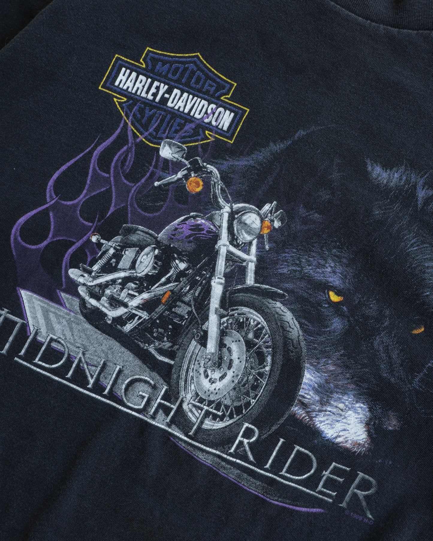 90s Harley Davidson Midnight Rider Faded Black Tee - L