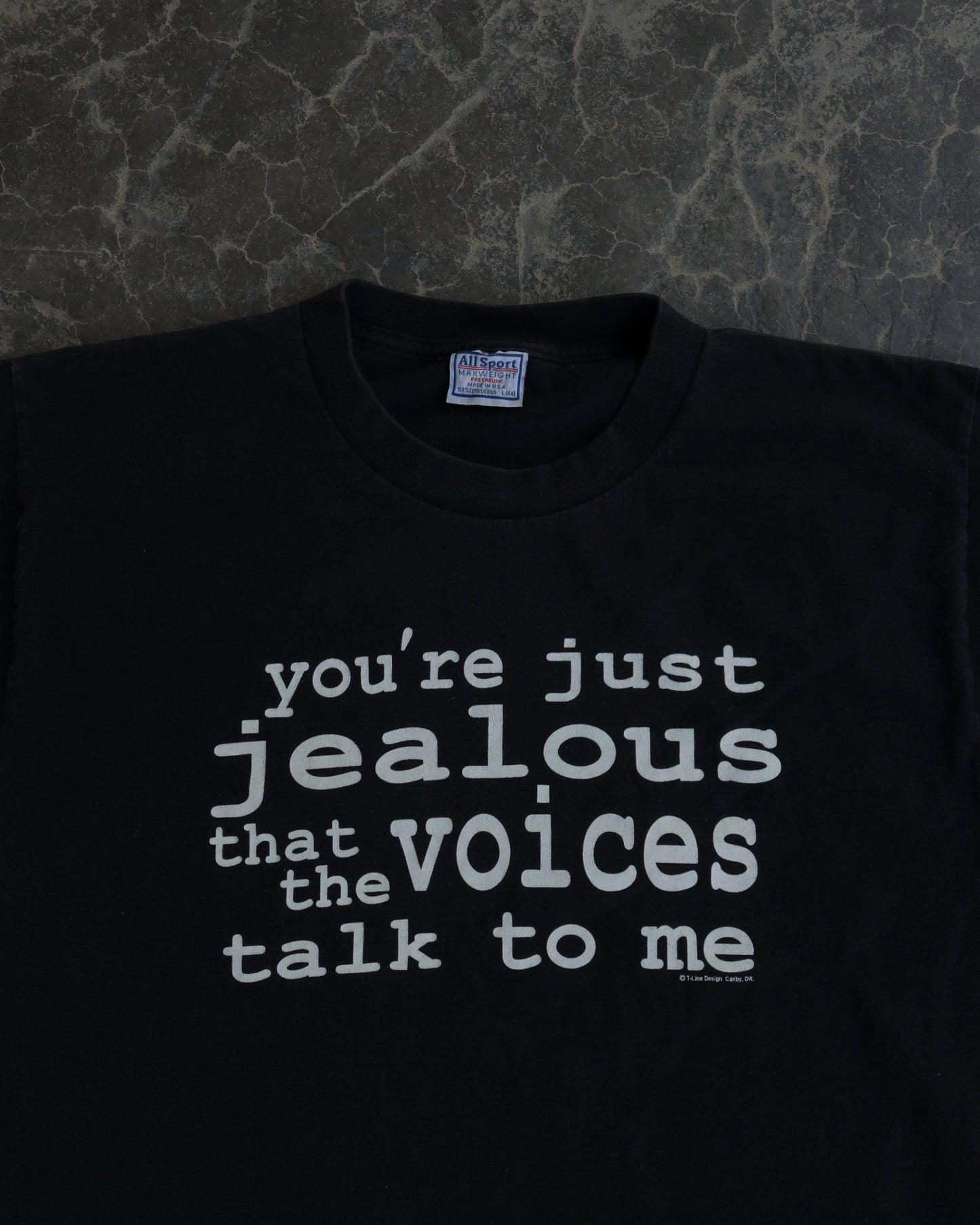 90s Hearing Voices Quote Tee - L