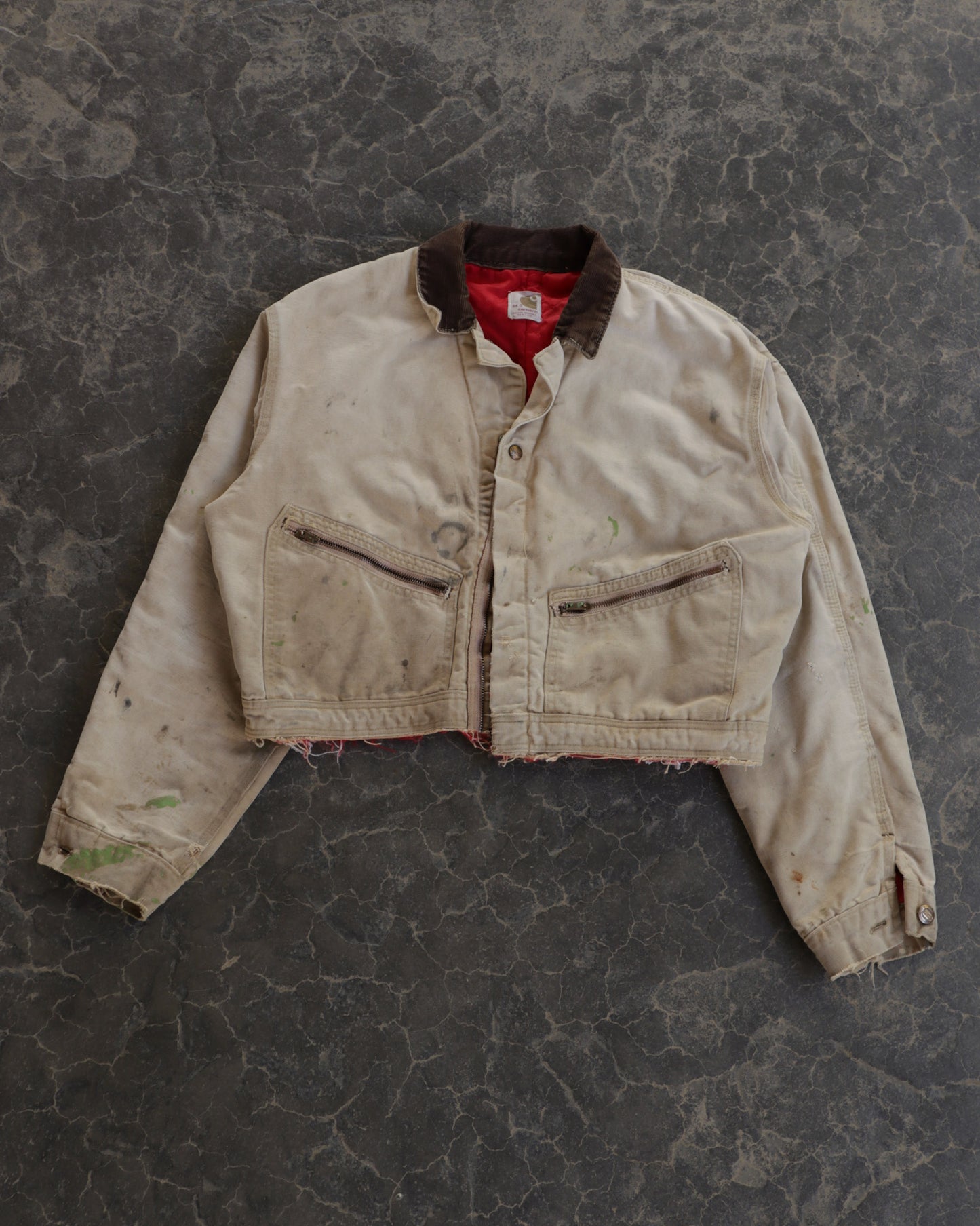 90s Cropped Carhartt Distressed Coverall Jacket - S