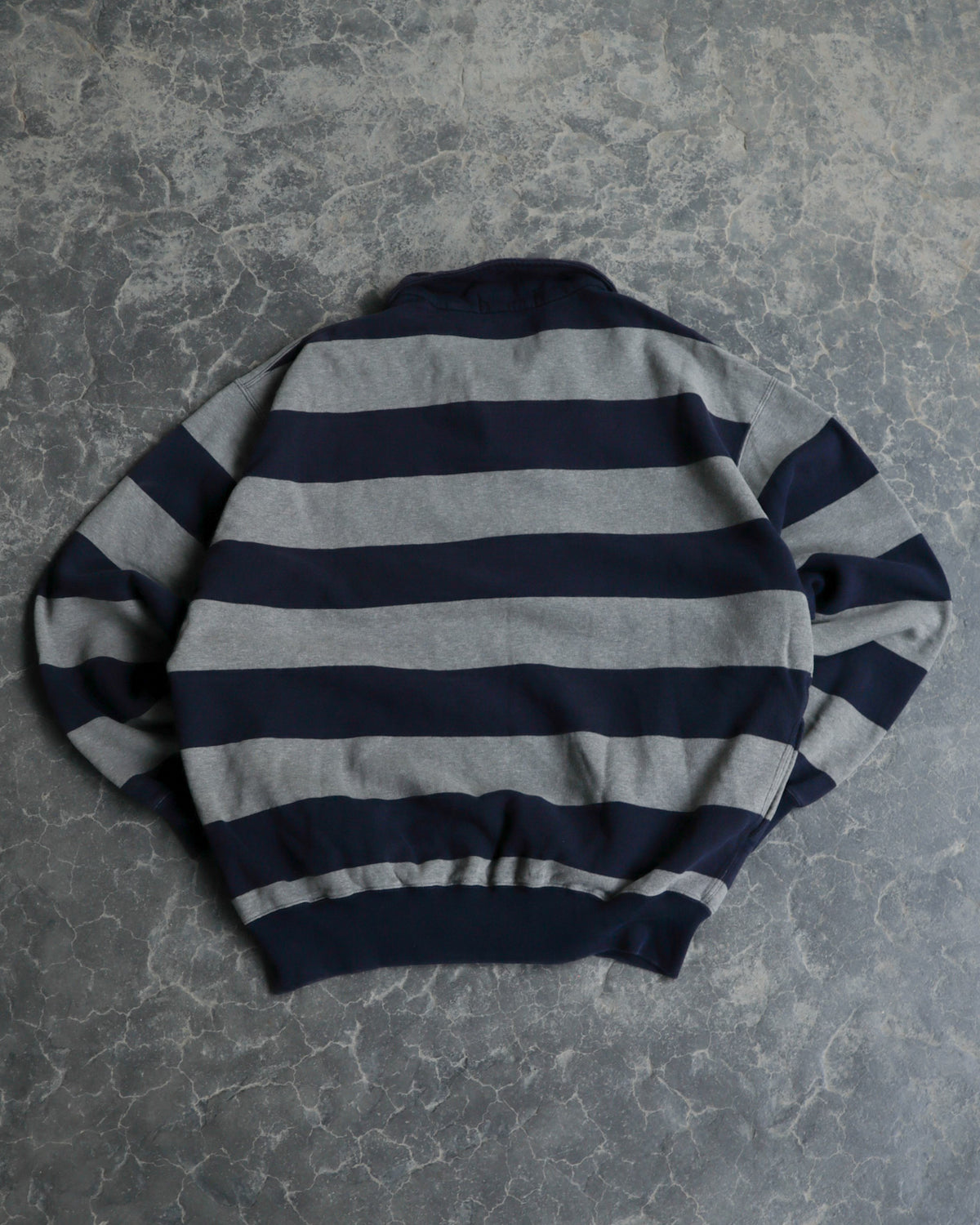 90s Polo Quarter Zip Striped Sweatshirt - L