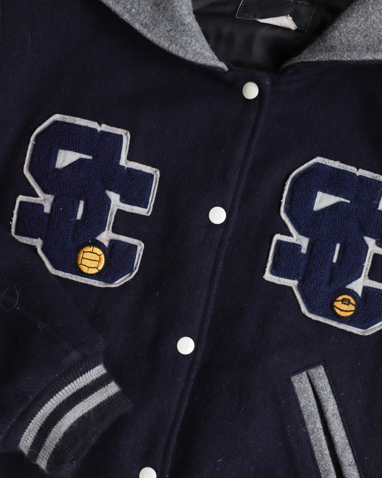80s Vintage Varsity Hooded Cropped Jacket -  M/L