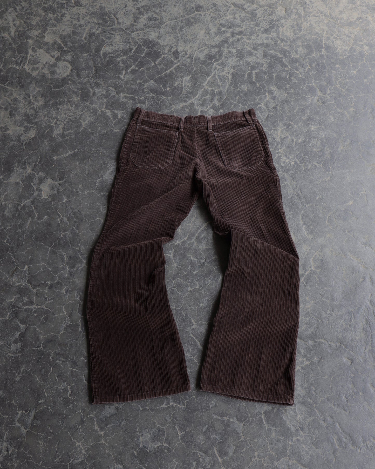 70s Brown Corduroy Flare Slacks Pants - M