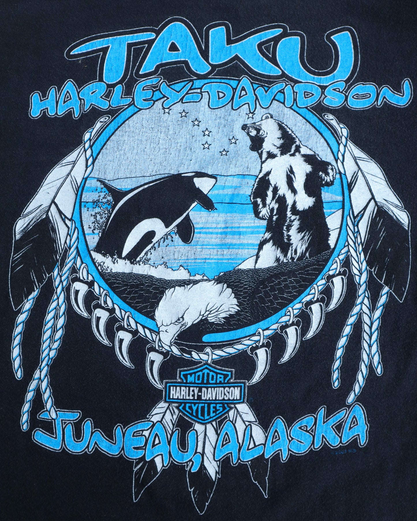 90s Harley Davidson Alaska Legends Live Where Legends Roam T-Shirt - L