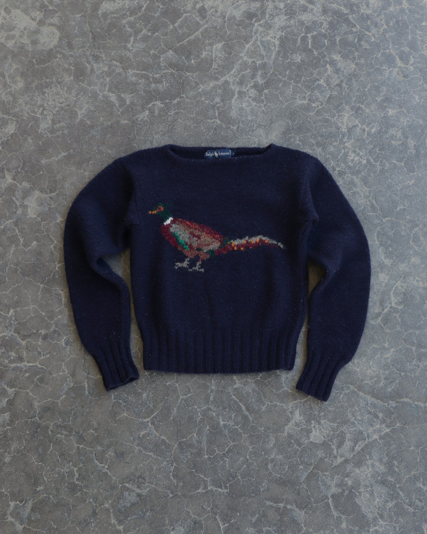 80s Ralph Lauren Iconic Pheasant Wool Hand Knit Sweater - M