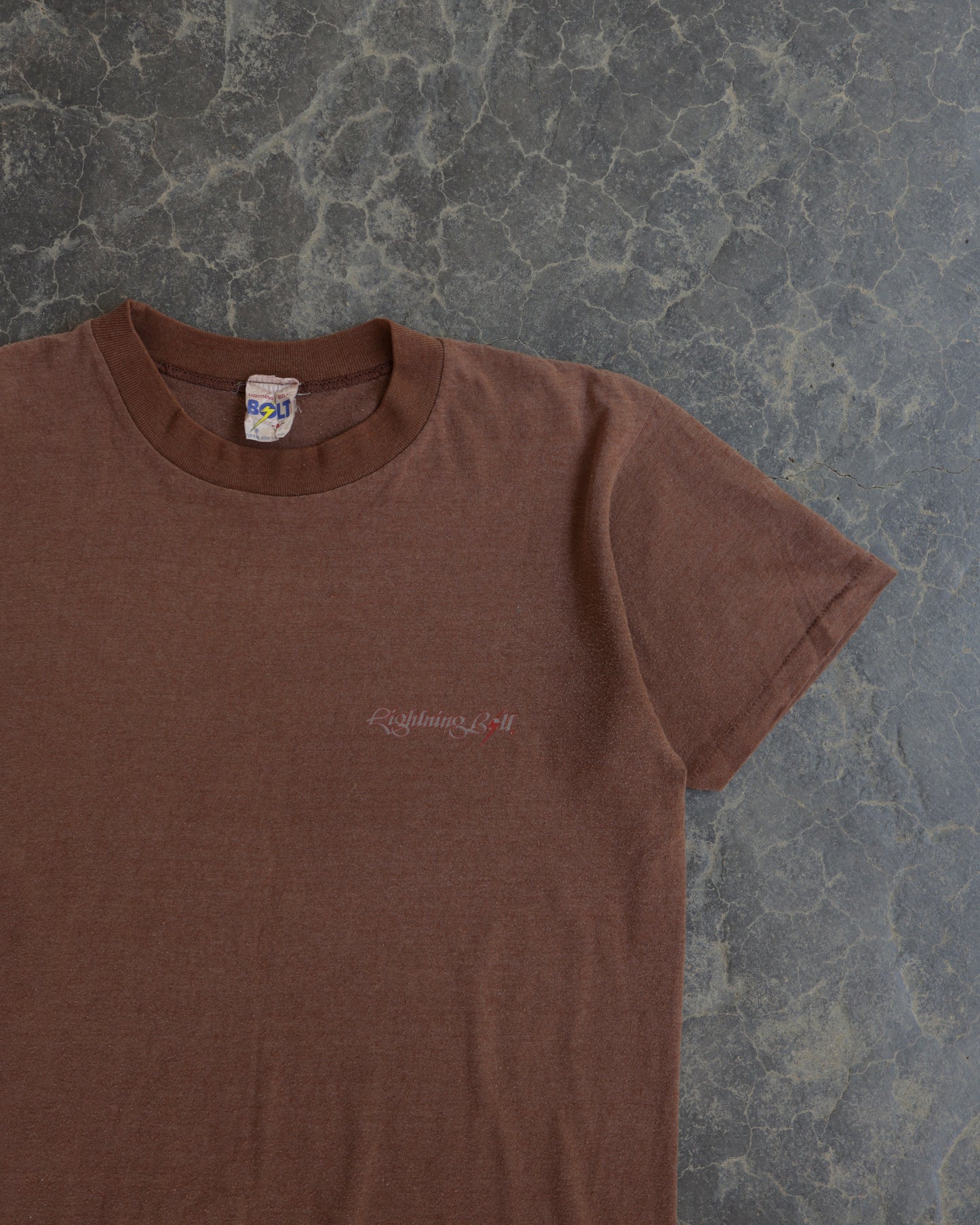 80s Lightning Bolt Brown Surf Tee - M