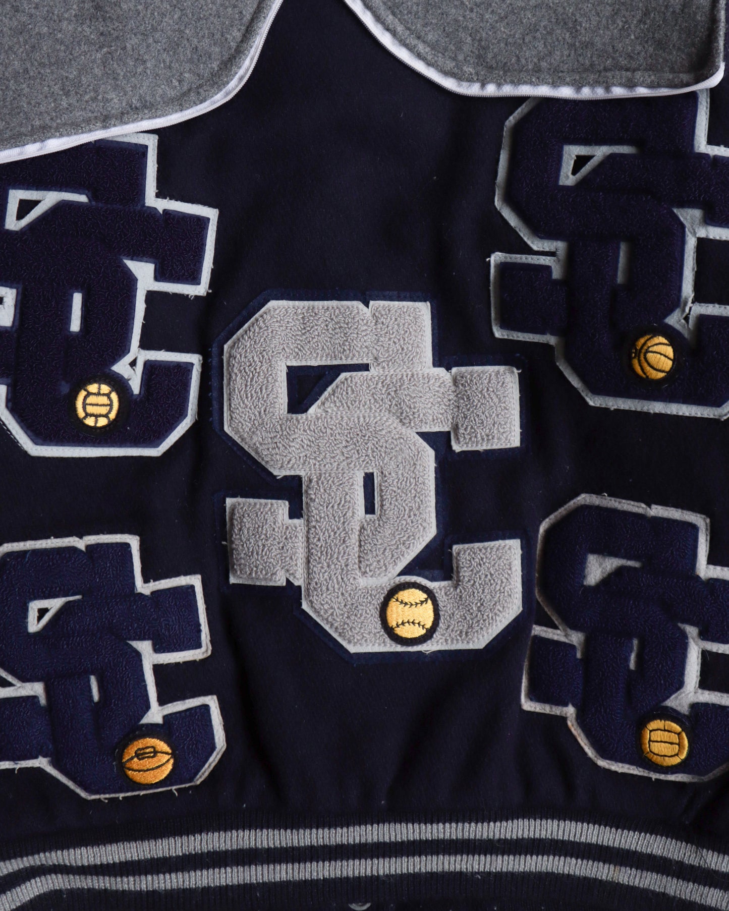 80s Vintage Varsity Hooded Cropped Jacket -  M/L